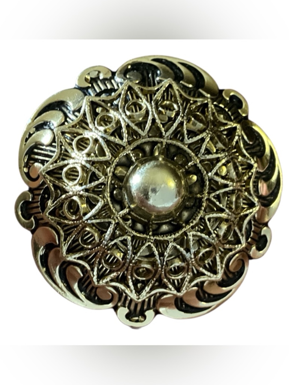 Vintage W Germany Filigree Gold Tone Floral Scarf Clip